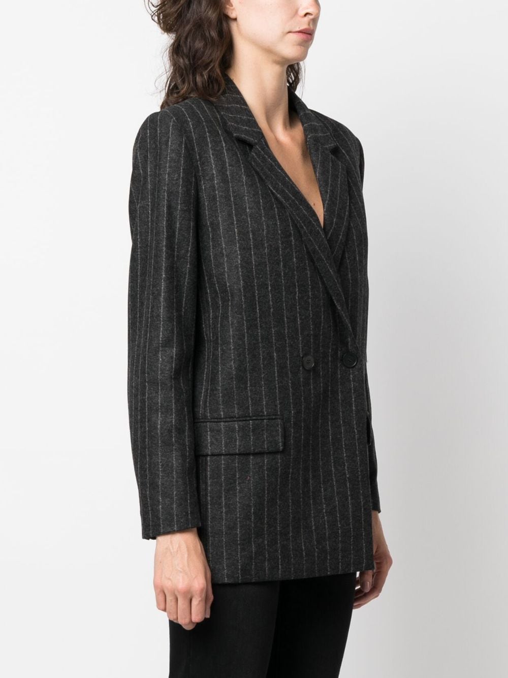 Shop Iro Pinstripe-pattern Wool-blend Blazer In Grey