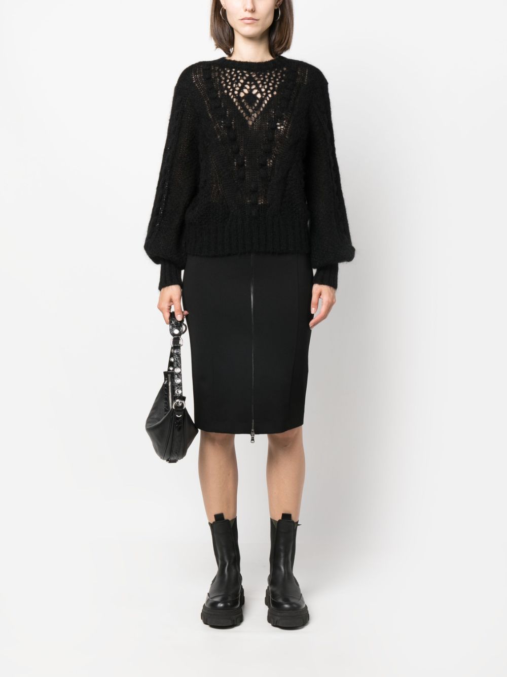 Patrizia Pepe high-waisted zip-up pencil skirt - Zwart