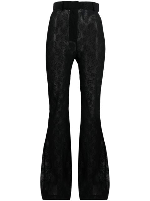 Moschino floral-lace sheer flared trousers
