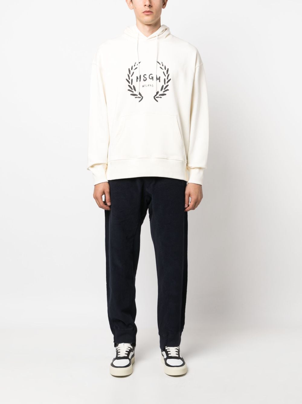 MSGM logo-print drawstring hoodie - Beige