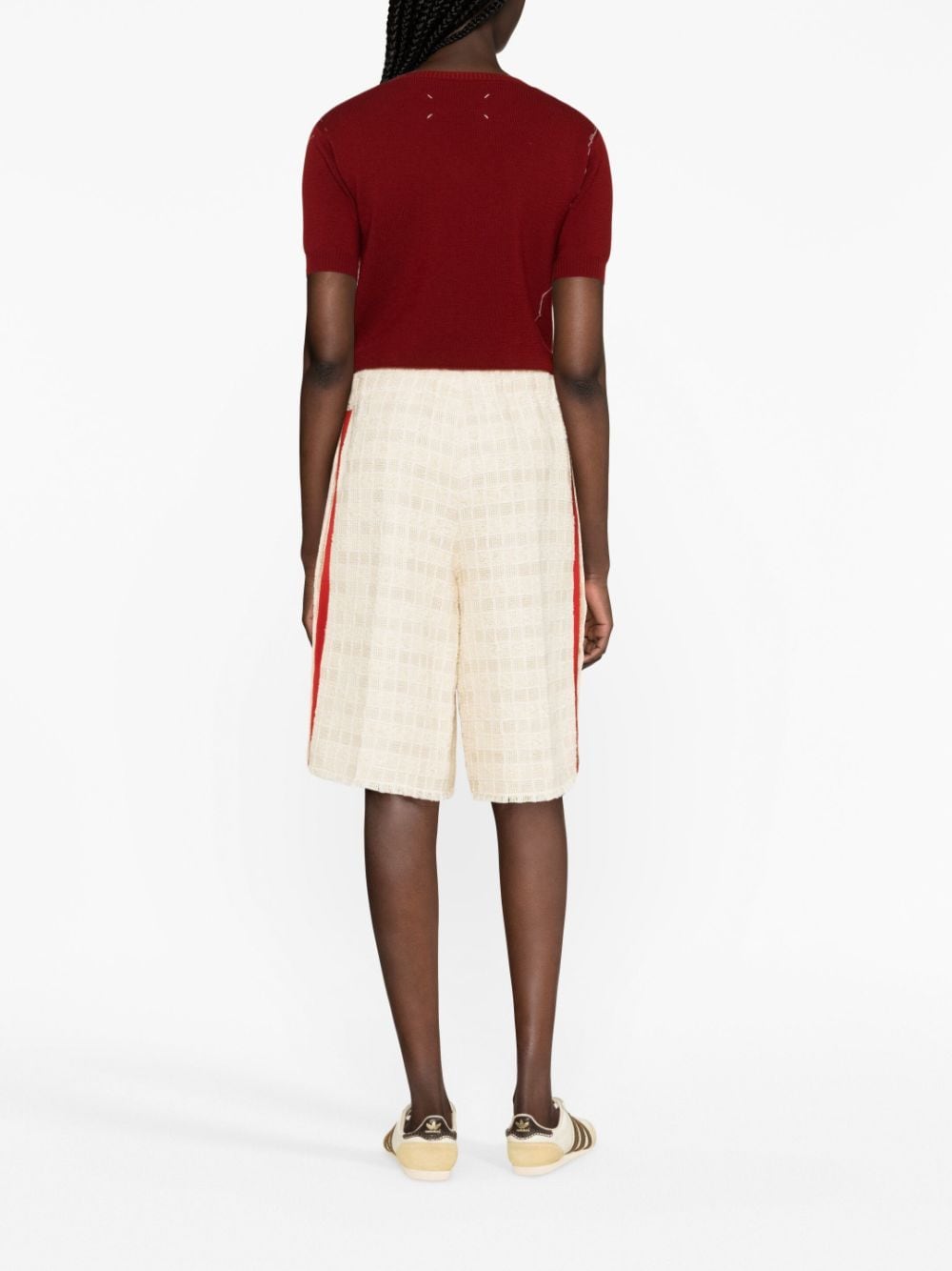 Shop Gucci Tweed Drawstring Shorts In Neutrals