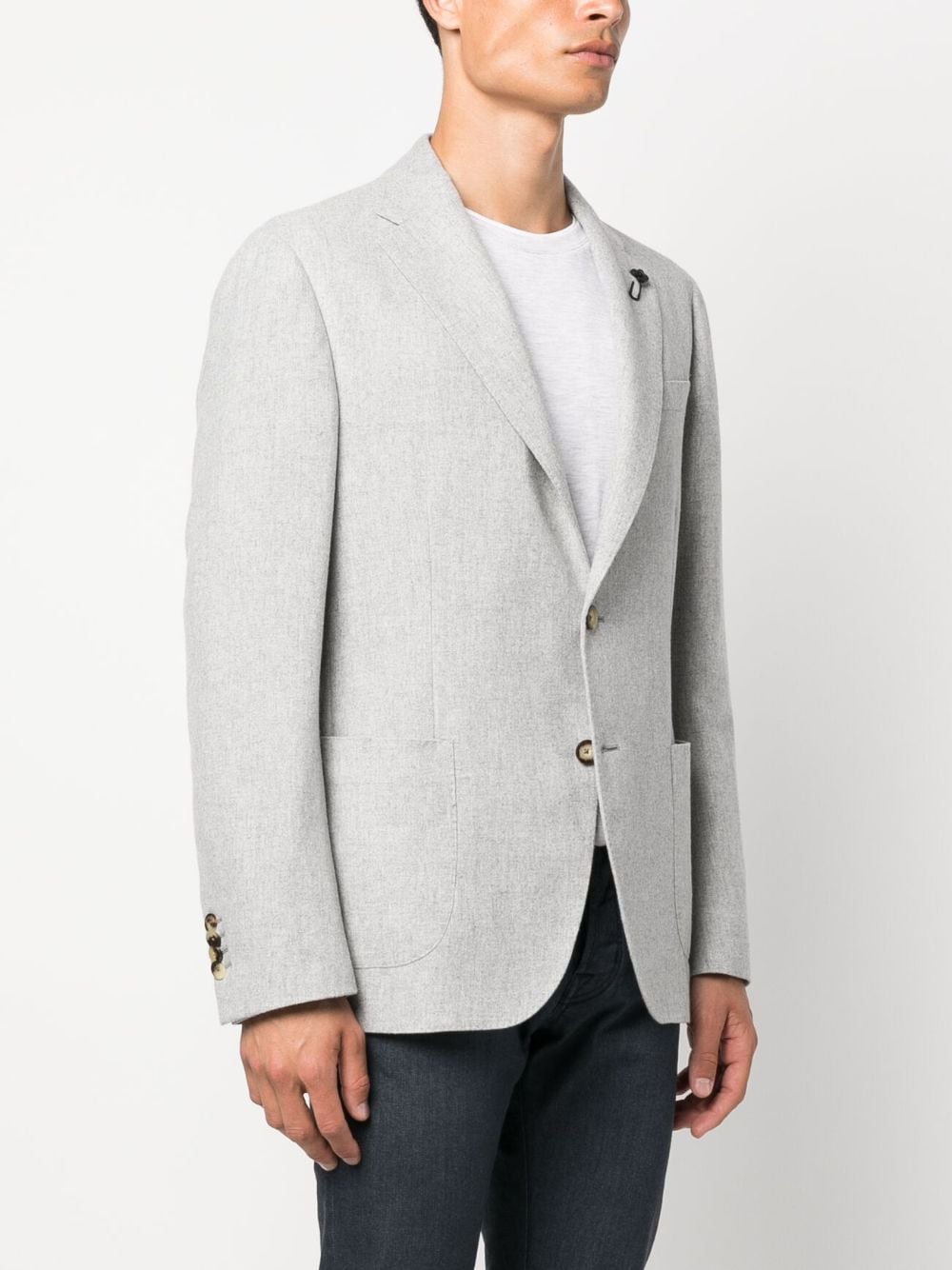 Shop Lardini Single-breasted Wool-blend Blazer In Grey
