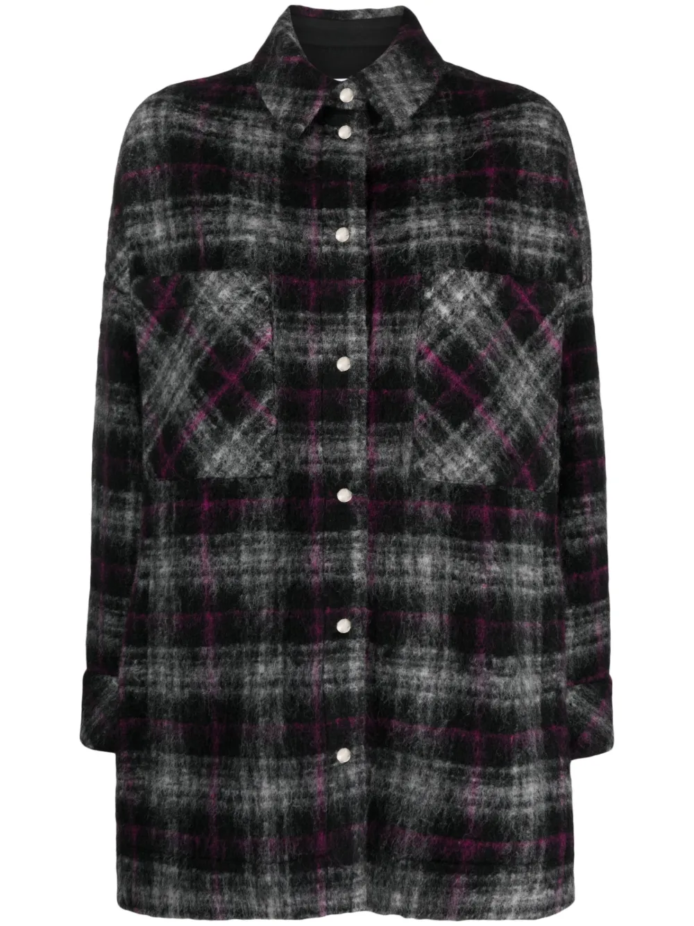 Iro Check-print Press-stud Shirt Jacket In Black