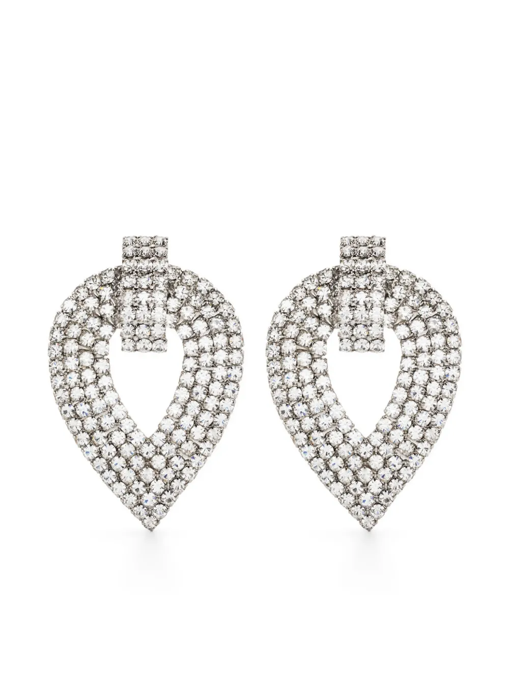 Alessandra Rich Silver-tone Crystal Clip Earrings