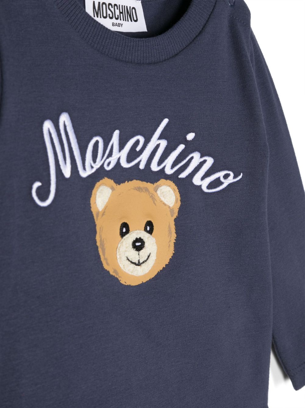 Shop Moschino Teddy Bear-motif Long-sleeve T-shirt In Blau