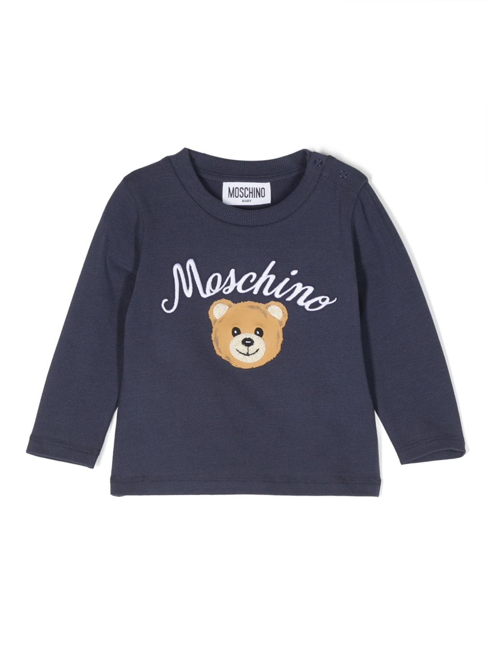 Moschino Babies' Teddy Bear-motif Long-sleeve T-shirt In Blau