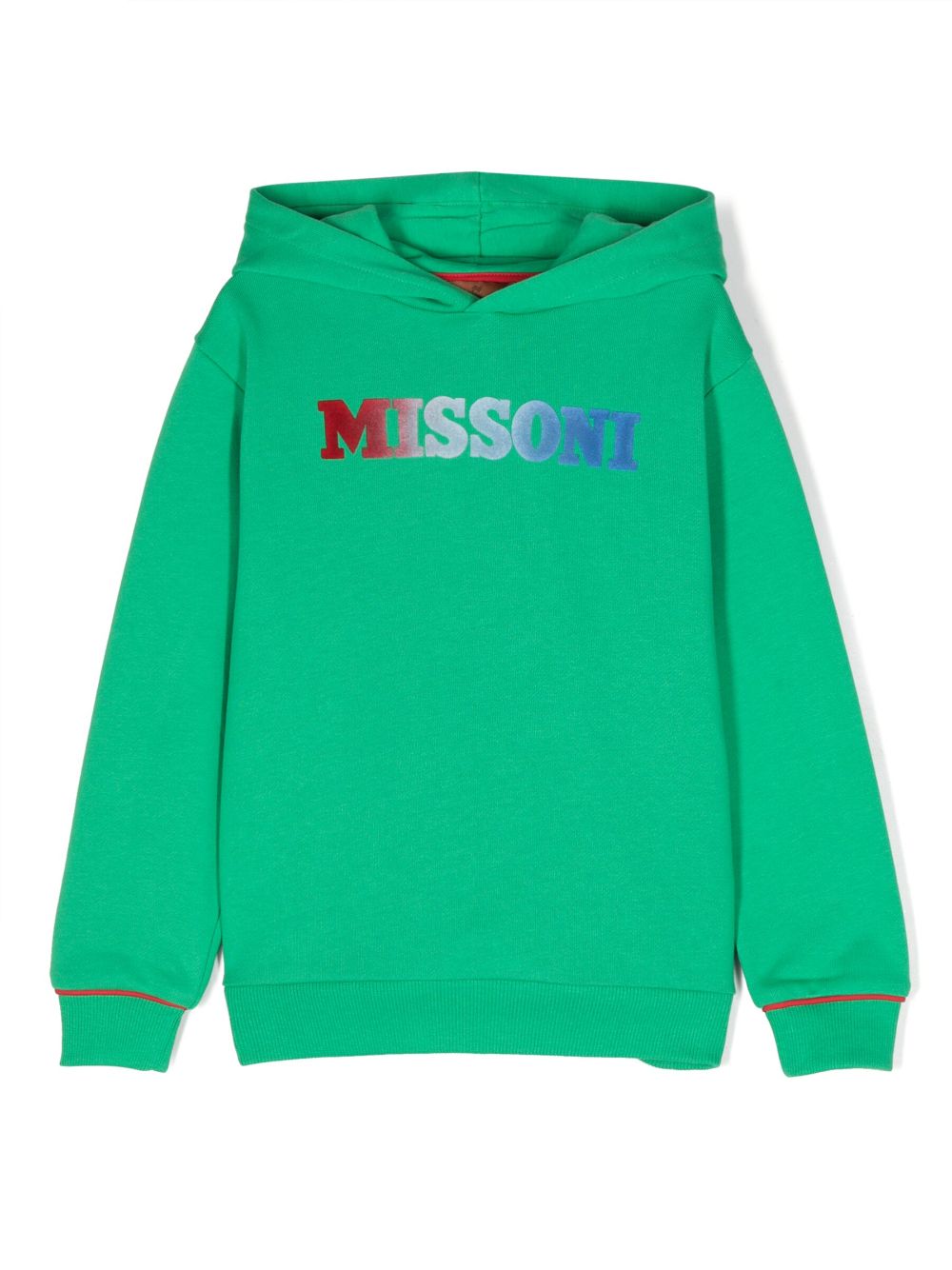 Missoni Kids' Logo-print Cotton Hoodie In Green