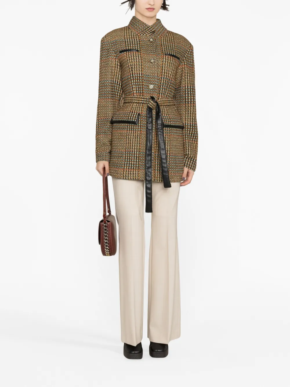 Stella McCartney tweed single-breasted coat - Bruin