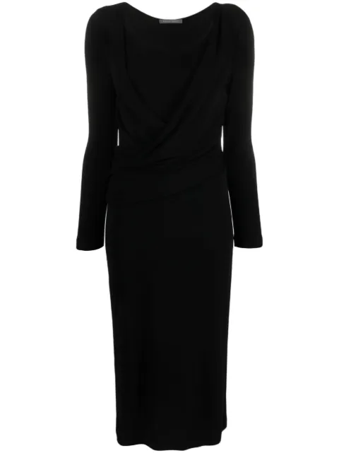 Alberta Ferretti vestido midi drapeado con cuello redondo