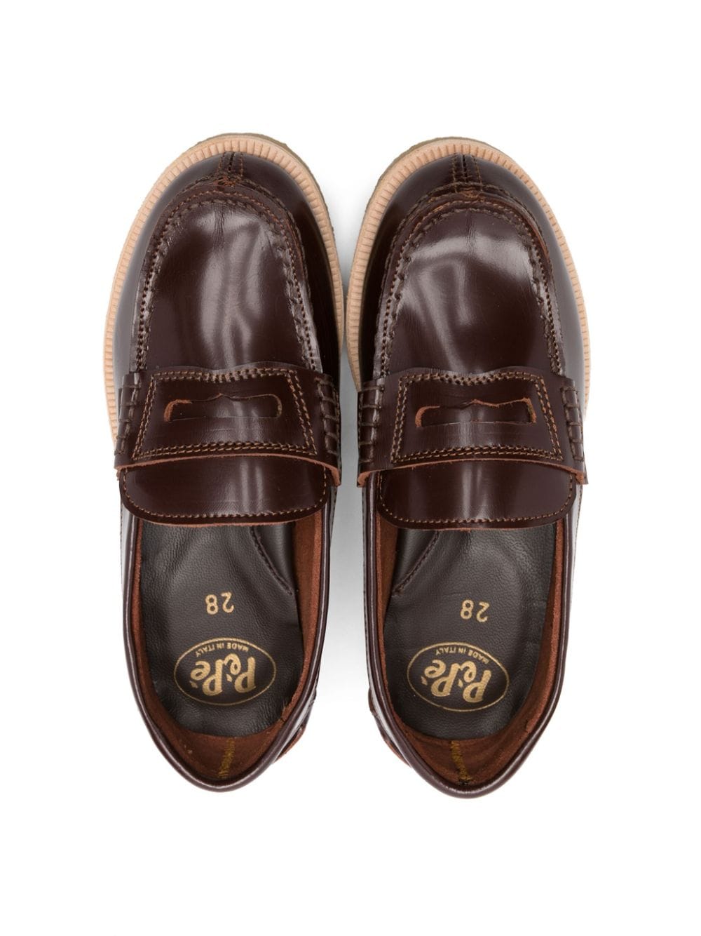 Shop Pèpè Penny-slot Leather Loafers In Brown
