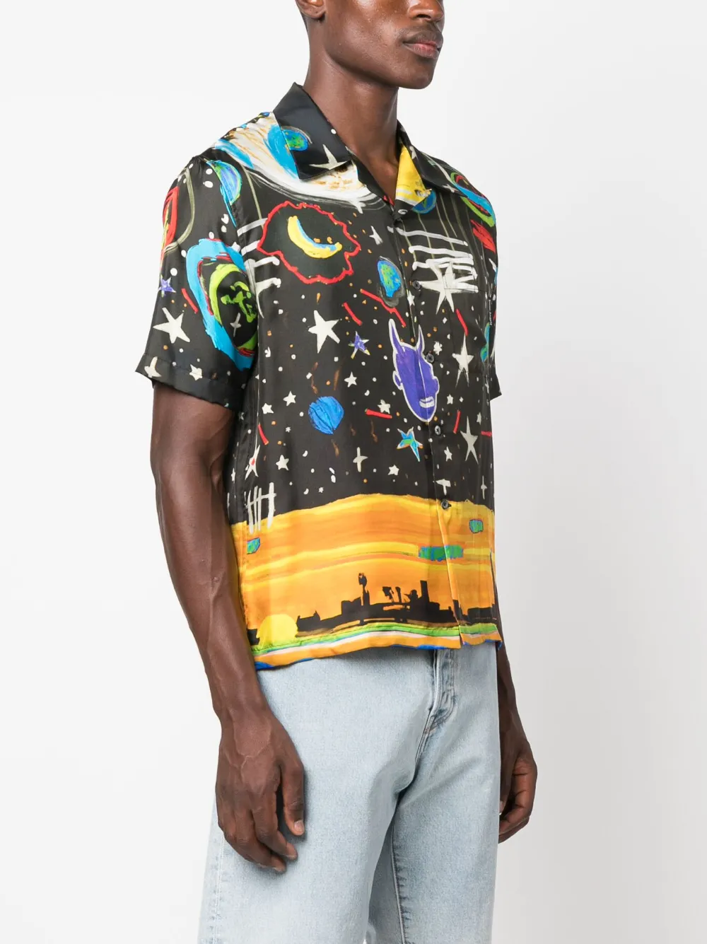 Palm Angels Starry Night bowling shirt - Zwart