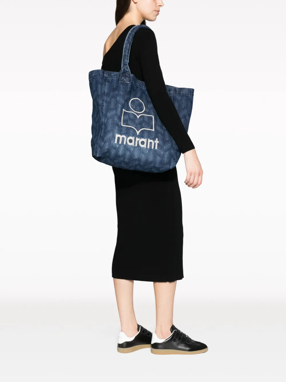 ISABEL MARANT logo-embroidered denim tote bag - Blauw