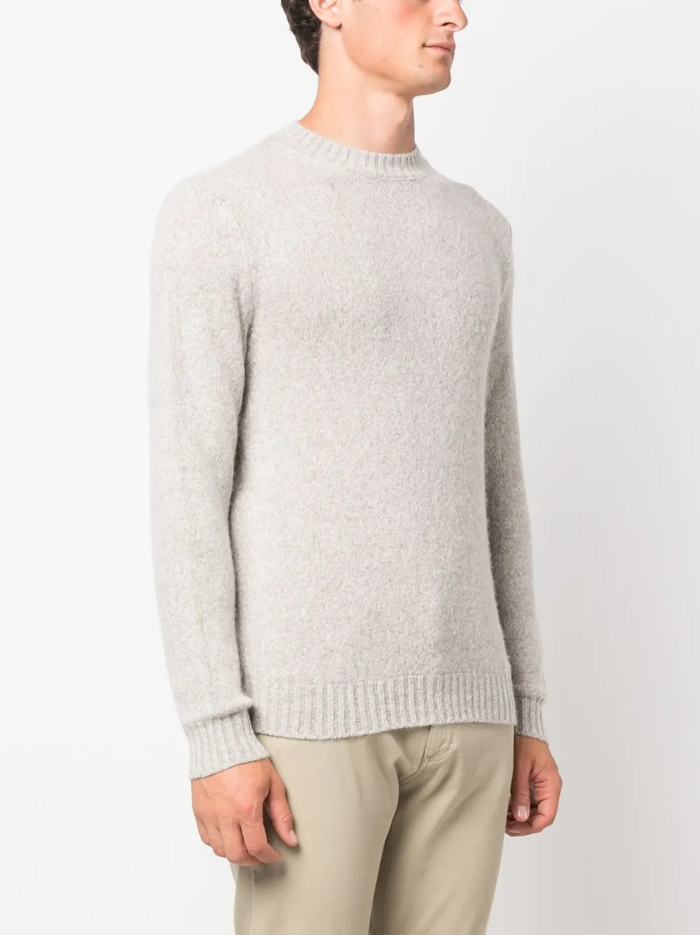 Shop Fedeli Long-sleeve Crew-neck Jumper In Neutrals