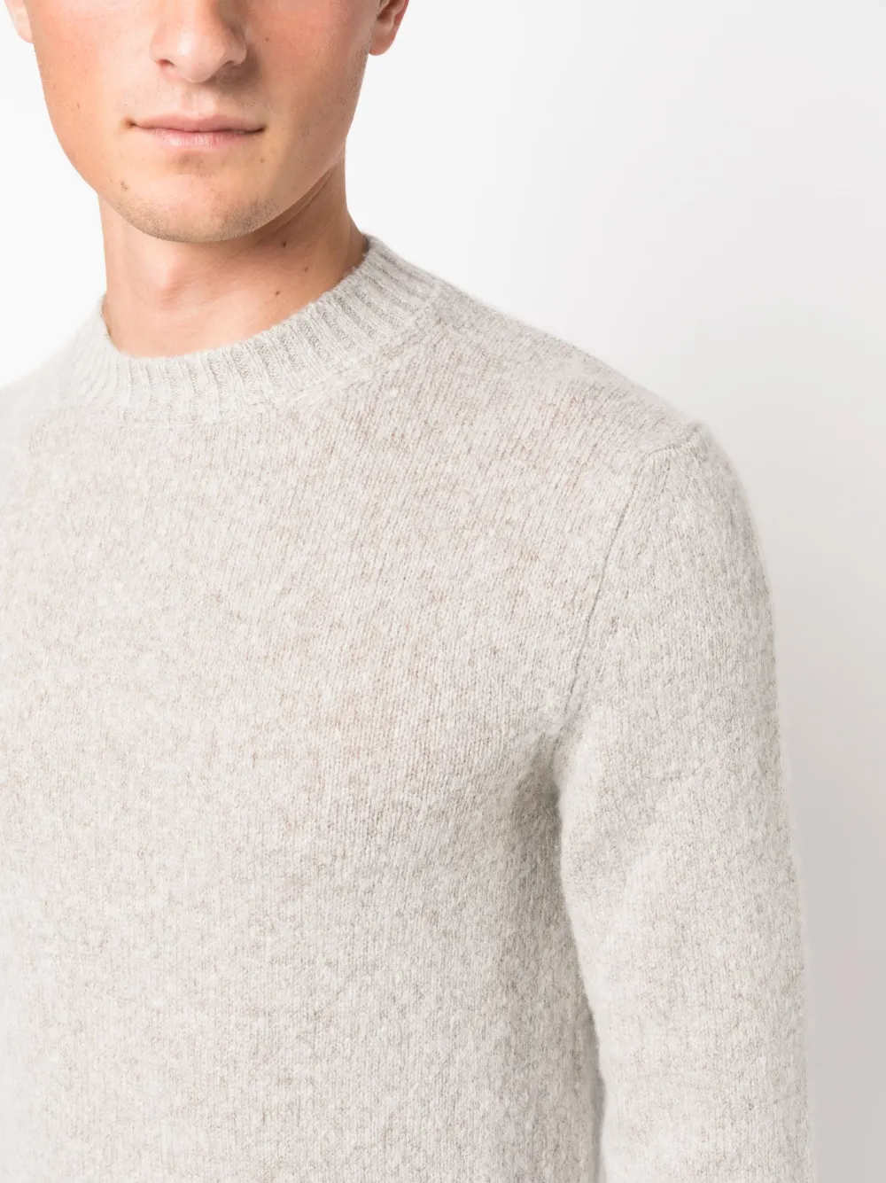 Shop Fedeli Long-sleeve Crew-neck Jumper In Neutrals