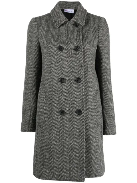RED Valentino herringbone-pattern double-breasted coat