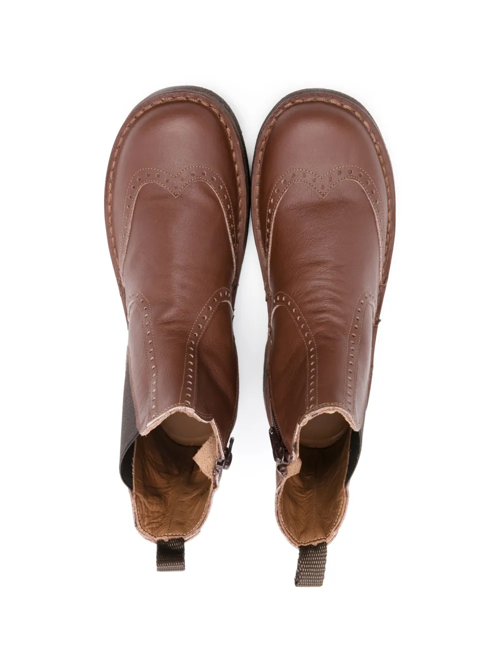  Pèpè Perforated-detail Leather Ankle Boots - Brown 