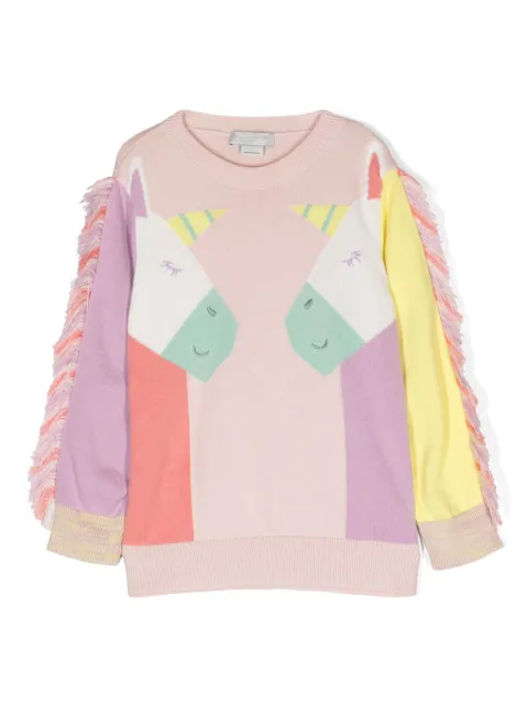 Stella McCartney Kids unicorn-print frayed-edge sweatshirt