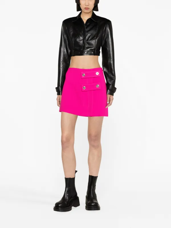Versace Pink Leather Skirt With Belt Versace Crocodile-effect