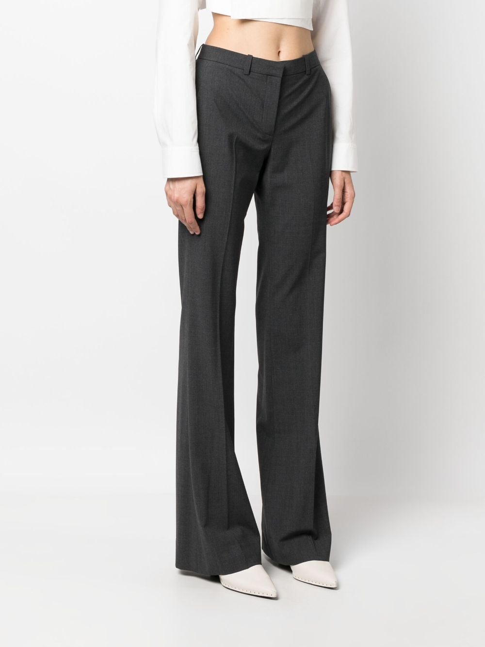 Shop Theory Mélange-effect Straight-leg Trousers In Grey