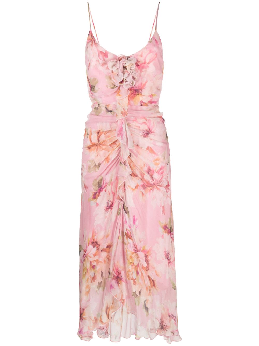 NISSA floral-print georgette dress - Pink