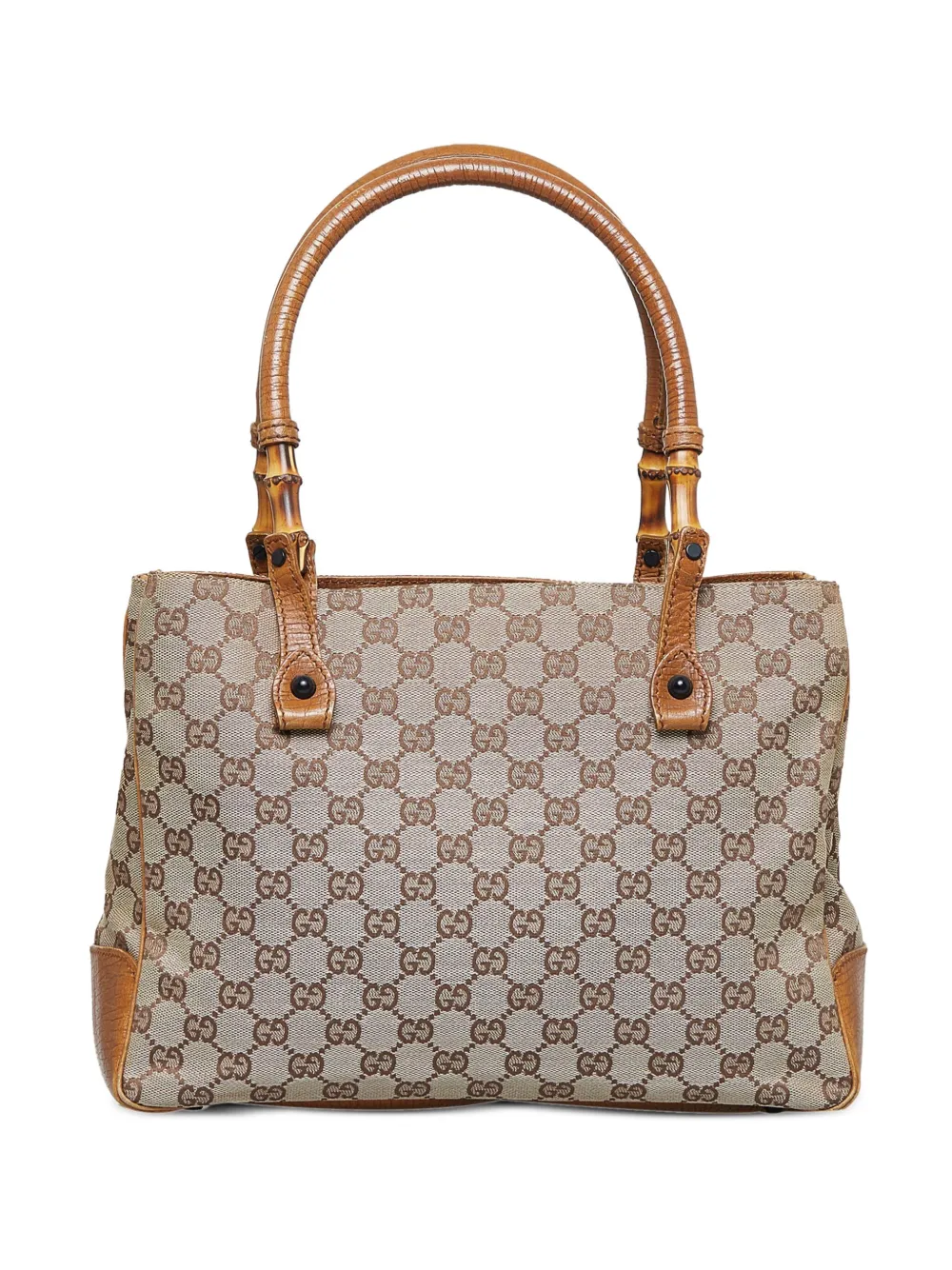 Gucci Pre-Owned Bamboo Classic GG Canvas square-shaped handbag - Bruin