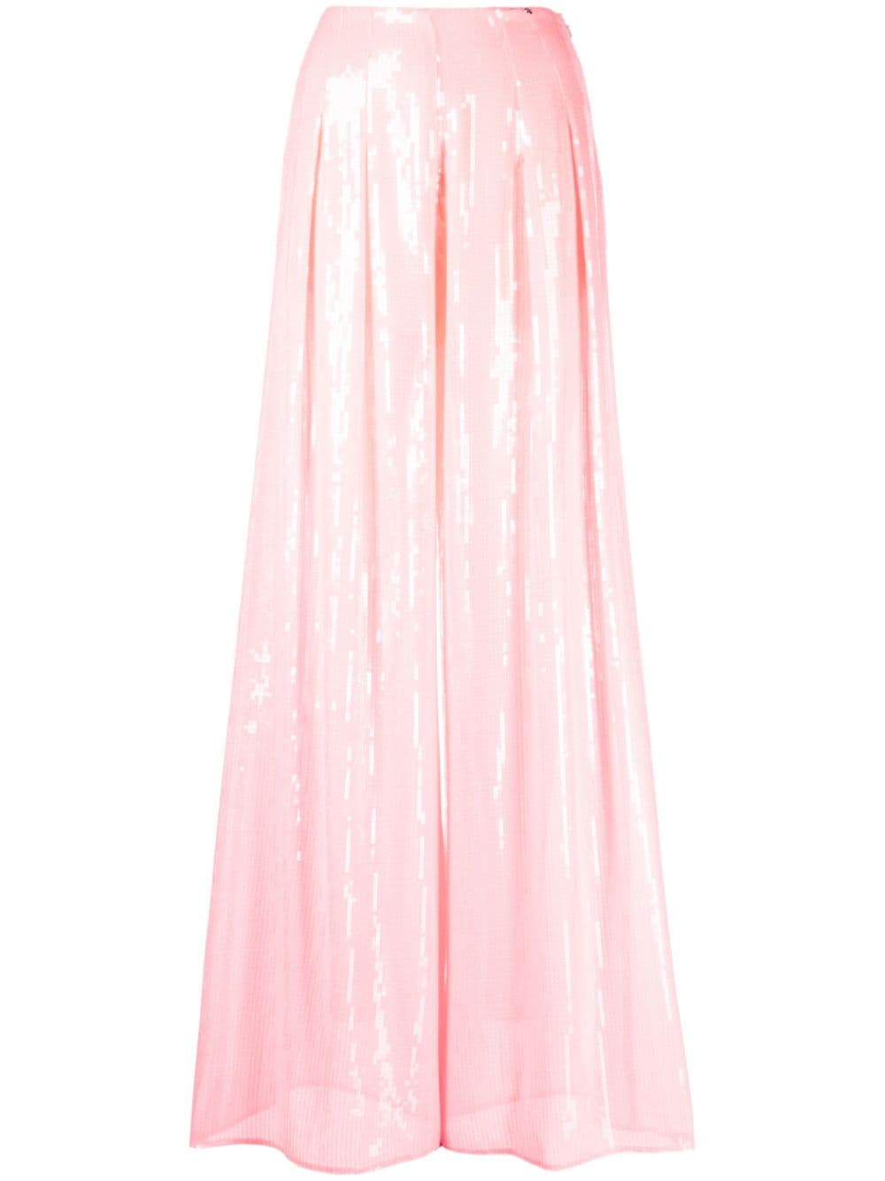 Nissa Sequin-embellished Palazzo Trousers In Pink