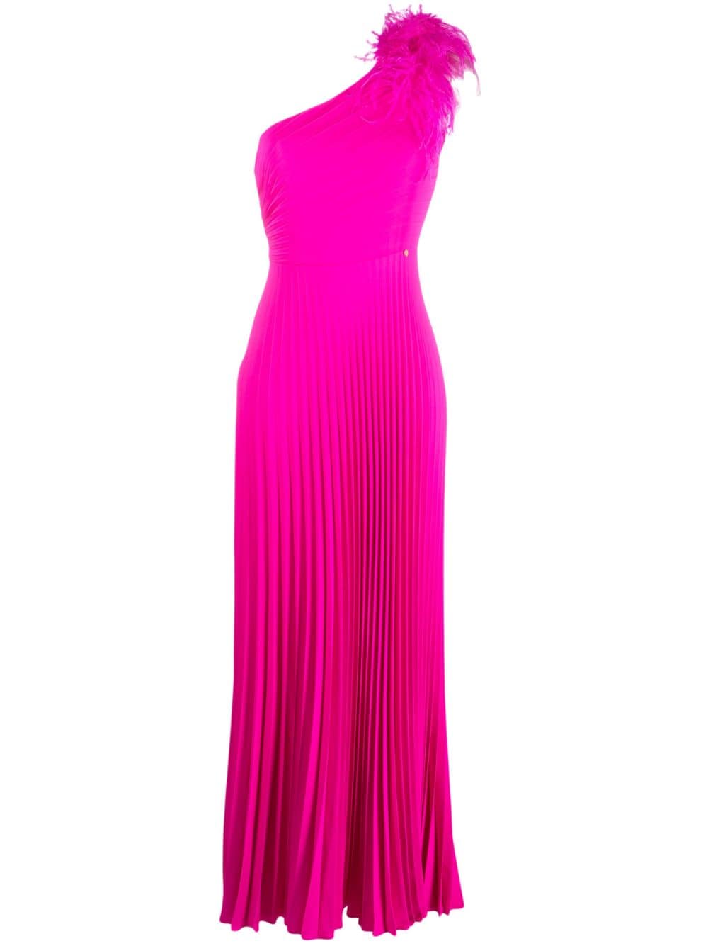 NISSA one-shoulder pleated gown - Pink