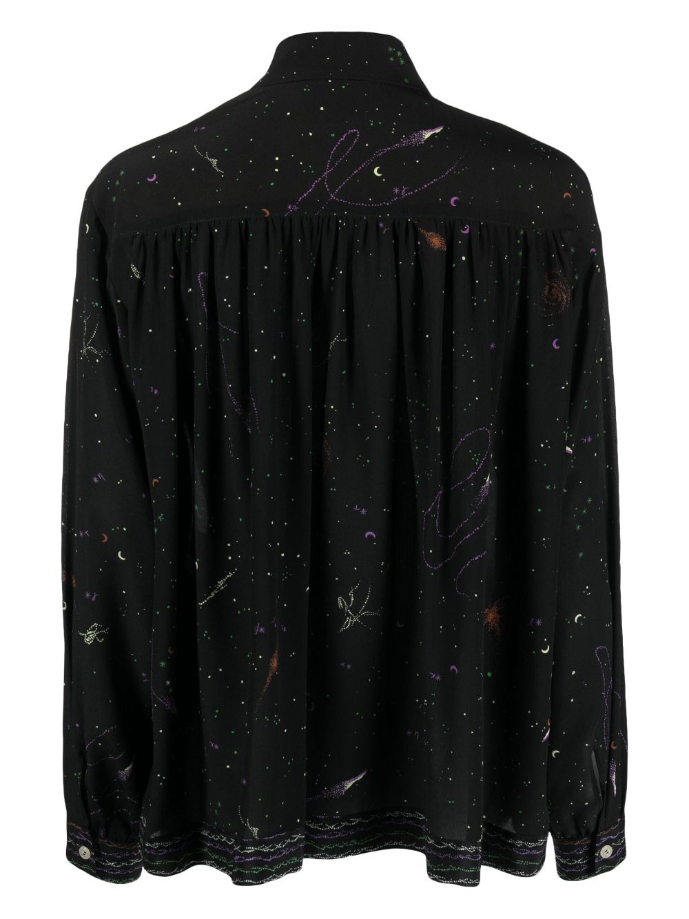 Alysi space-print silk shirt - Zwart