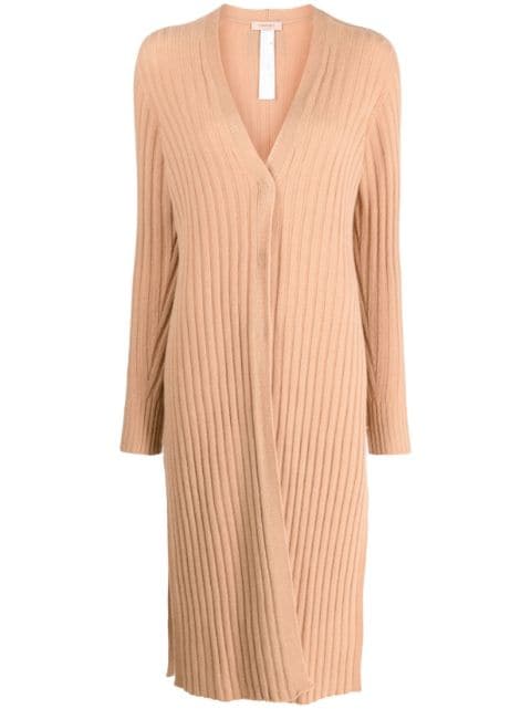 longline ribbed cardigan