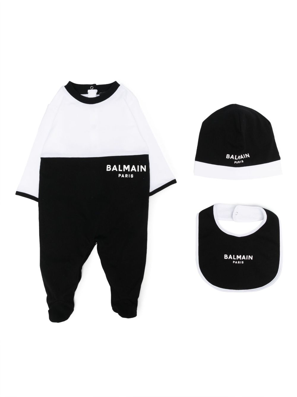 Image 1 of Balmain Kids two-tone cotton babygrow set