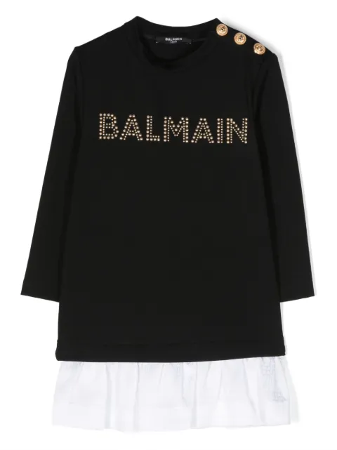 Balmain Kids logo-embellished sweatshirt dress