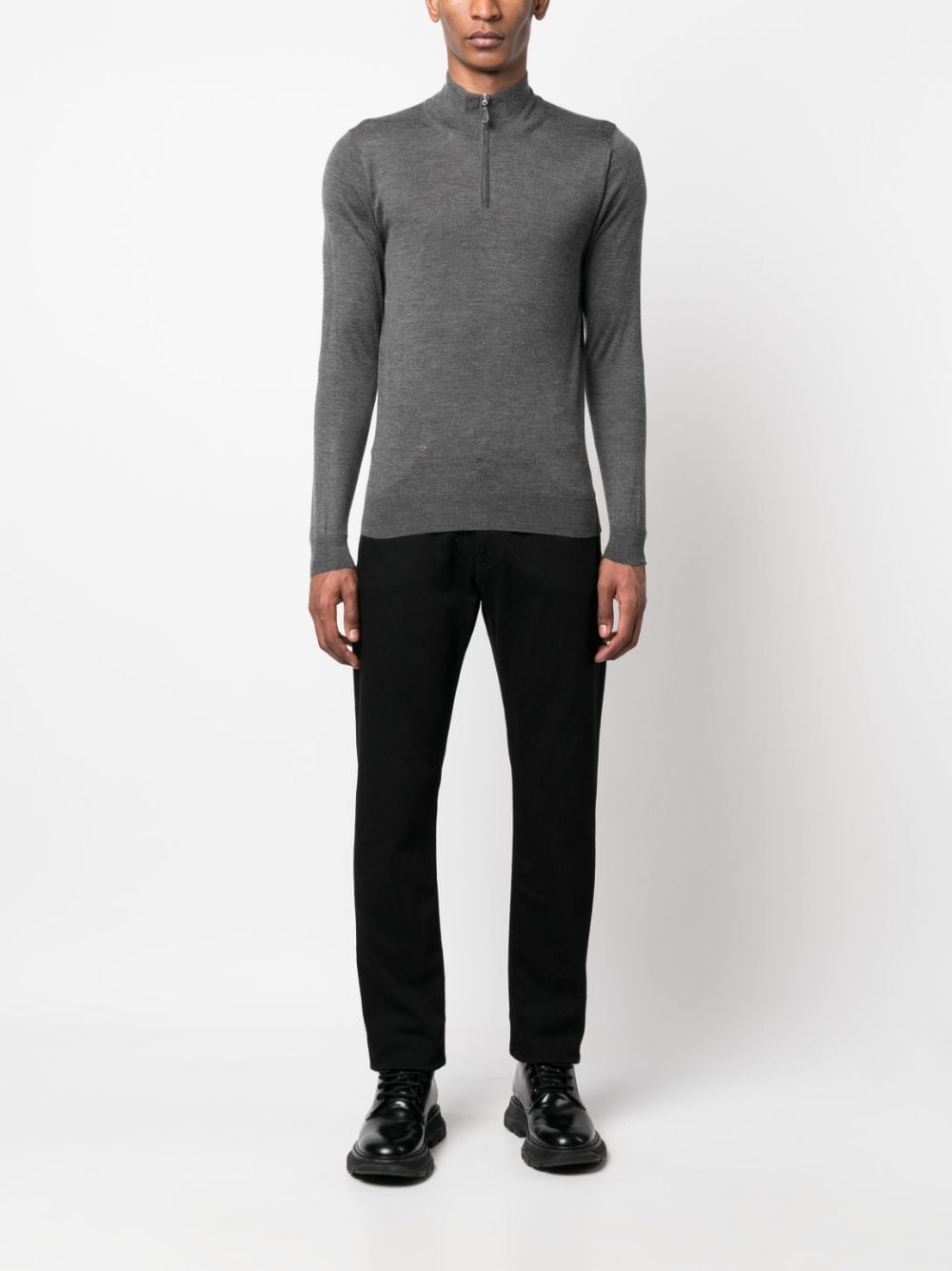 Shop Fedeli Zip-up High-neck Jumper In Grey