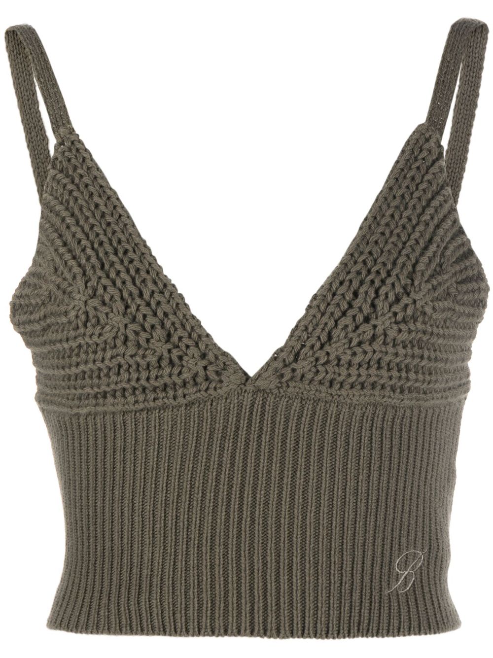 Blumarine V-neck knitted wool top - Green