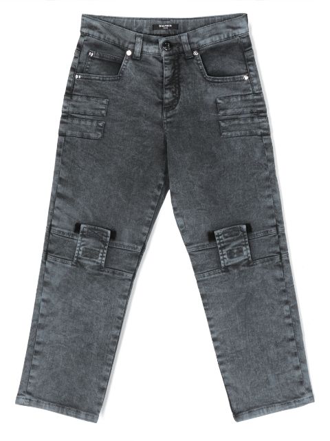 panelled slim-cut jeans