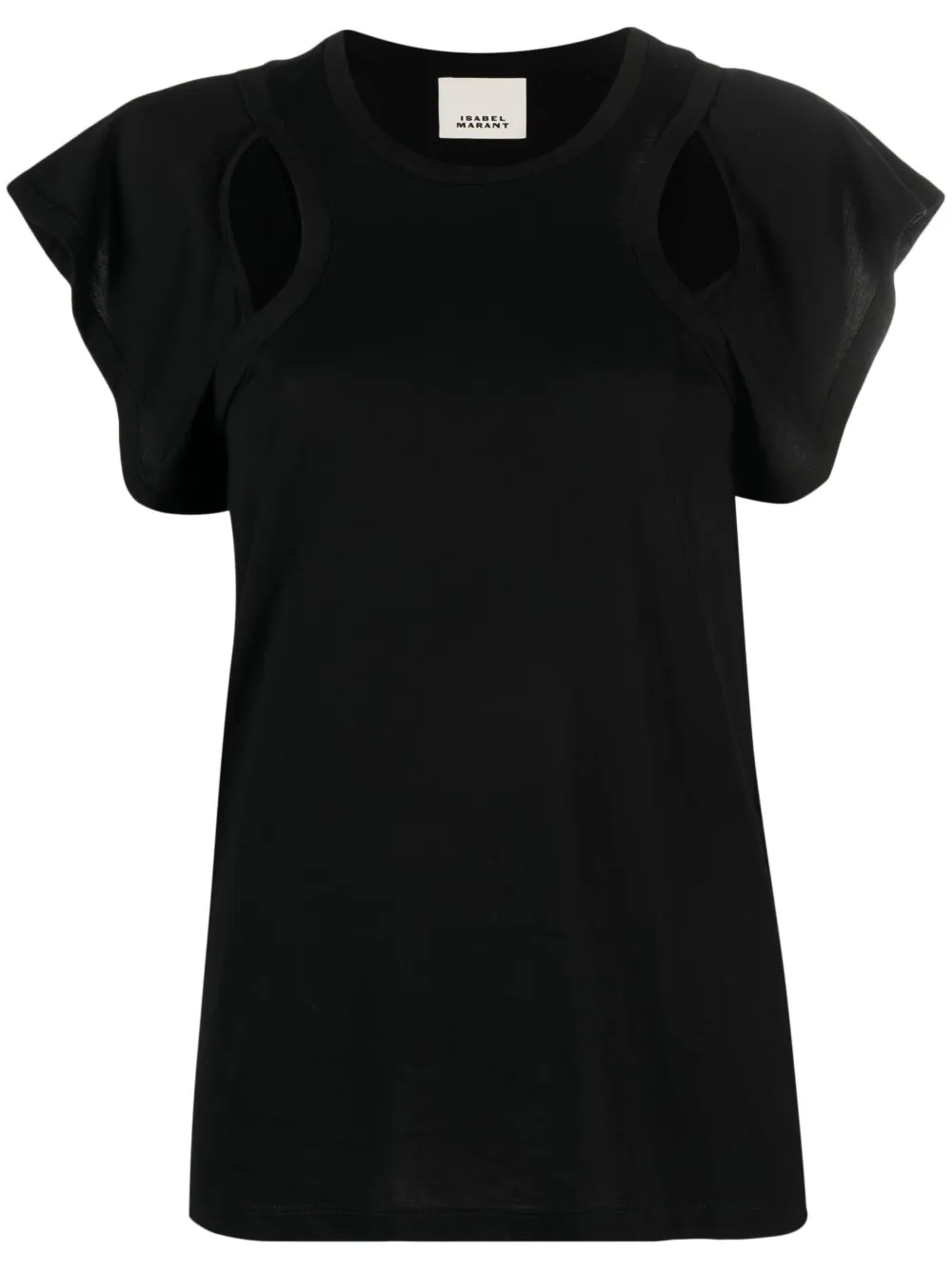 Shop Isabel Marant Cut-out Cotton T-shirt In Schwarz