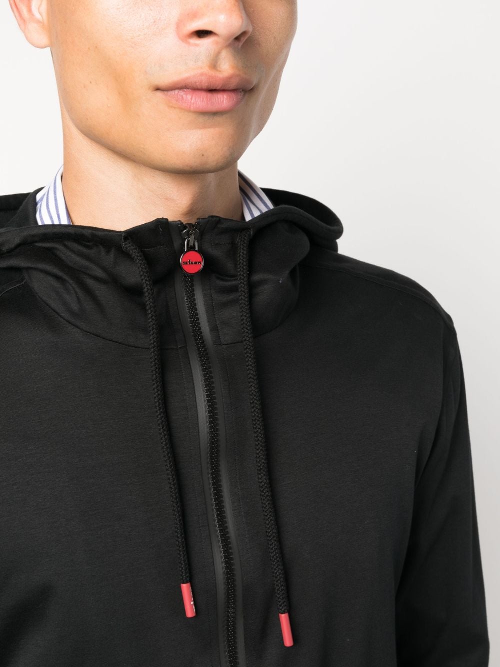 Shop Kiton Logo-charm Hooded Jacket In Black