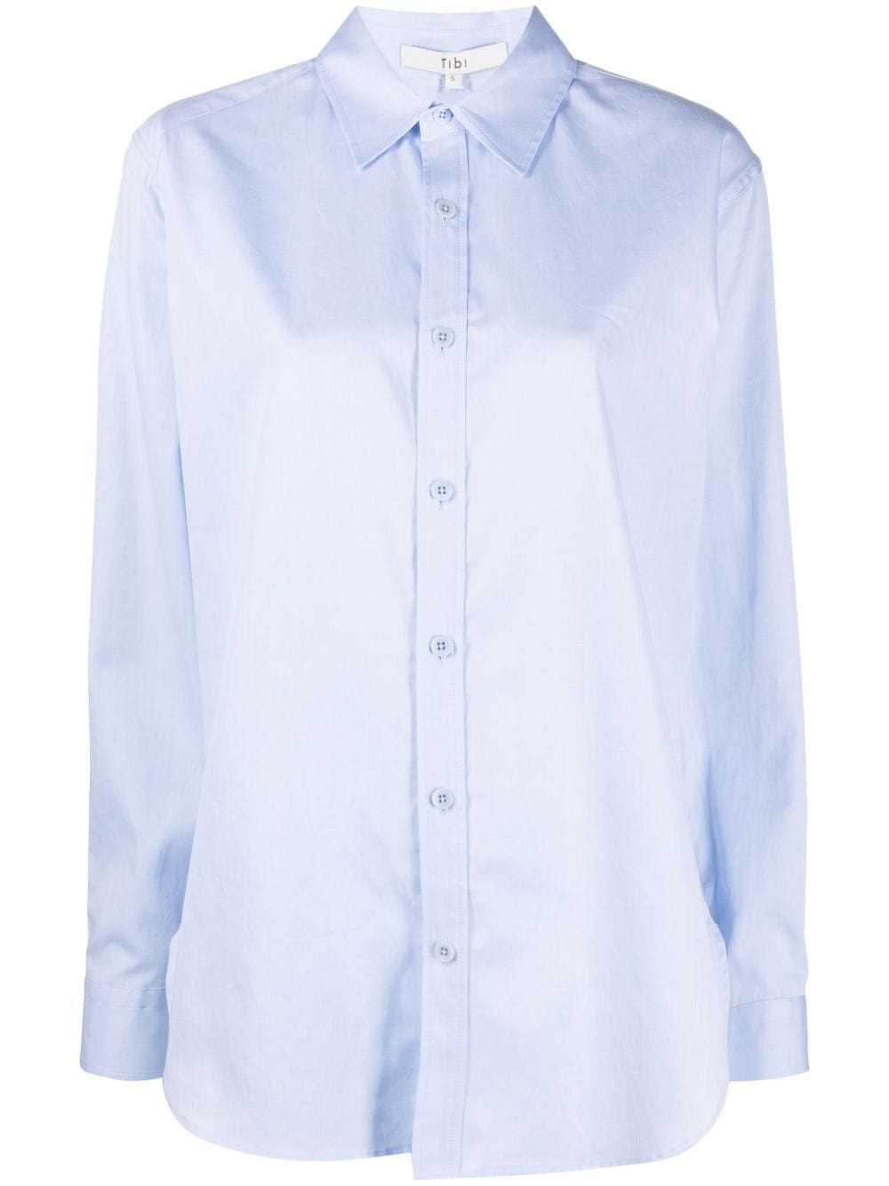 Tibi Long-sleeve Cotton Shirt In Blue