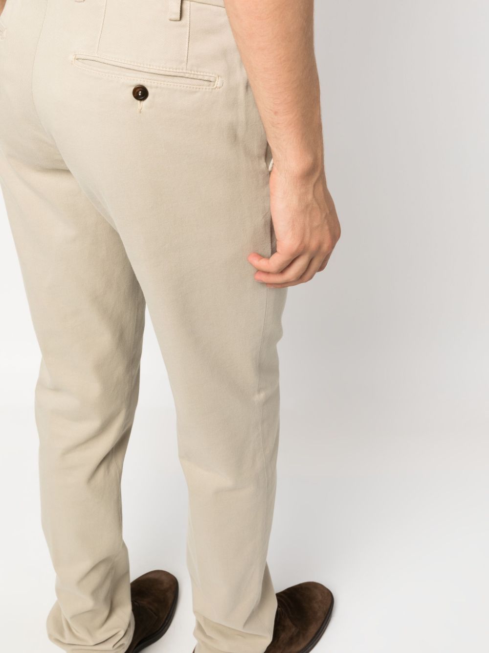 Shop Canali Straight-leg Cotton Chino Trousers In Nude
