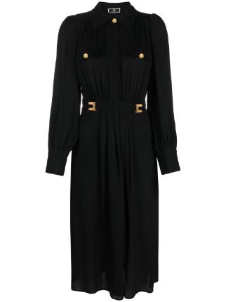 Elisabetta Franchi logo-plaque Belted Dress - Farfetch