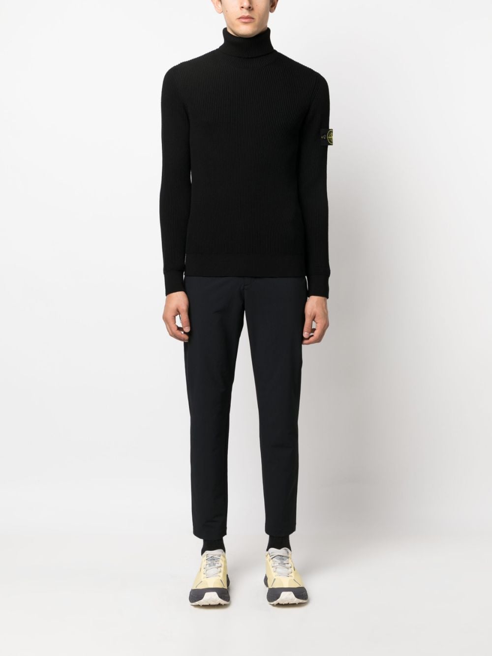 Stone Island Compass-patch roll-neck jumper - Zwart