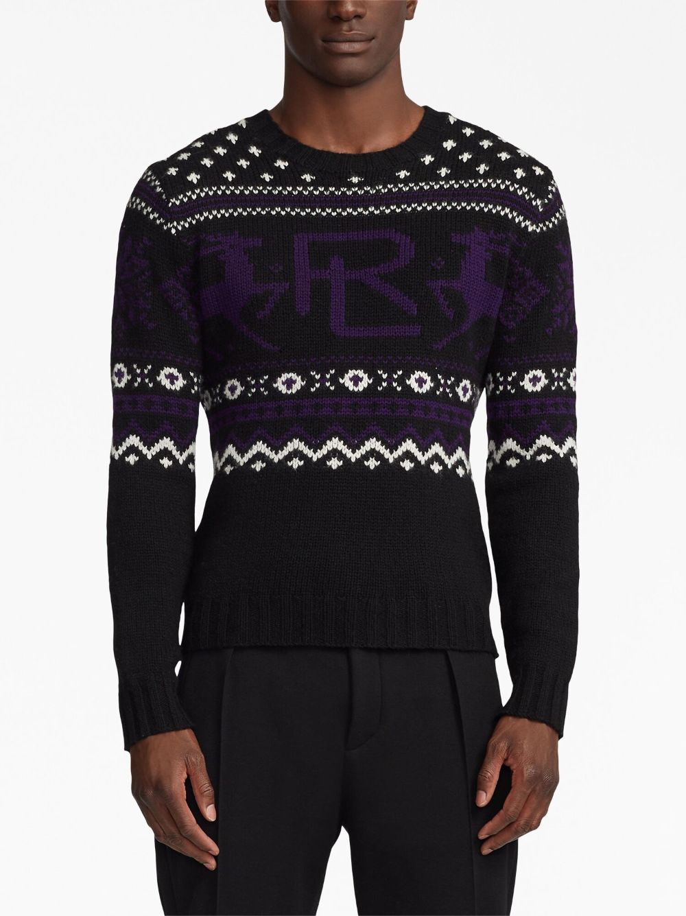Ralph Lauren Purple Label Trui met patroon Zwart