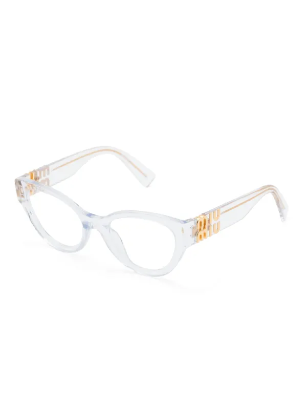 Miu Miu Eyewear Transparent logo plaque Glasses Farfetch