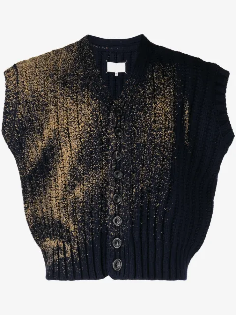 Maison Margiela Sandstorm contrasting-trim V-neck cardigan 