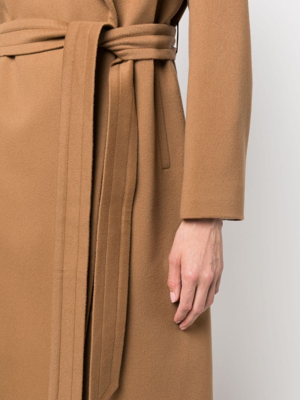 Shop Tagliatore Belted Wool-blend Midi Coat In Brown