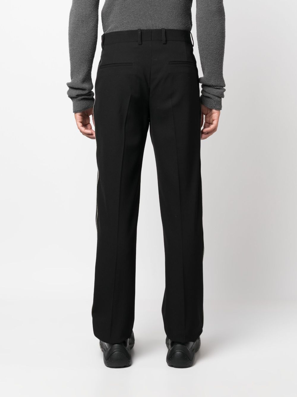 Shop Off-white Logo-embroidered Straight-leg Trousers In 黑色