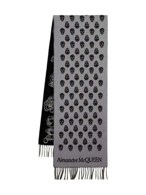 Alexander McQueen skull-intarsia wool scarf