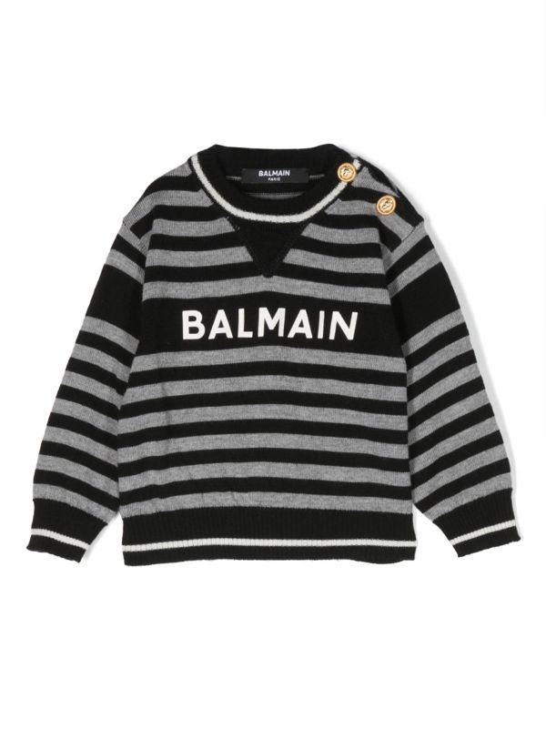 Balmain Kids logo print Virgin Wool Jumper Black FARFETCH ZA