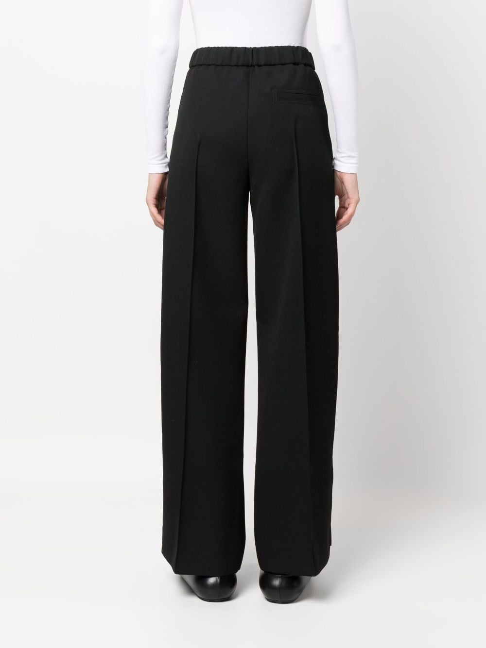 Shop Jil Sander Pressed-crease Wool Straight Trousers In Black