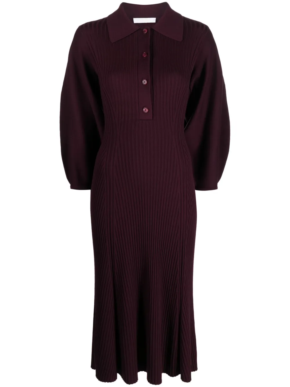 Chloé Wool Rib-knit Midi Dress In Purple