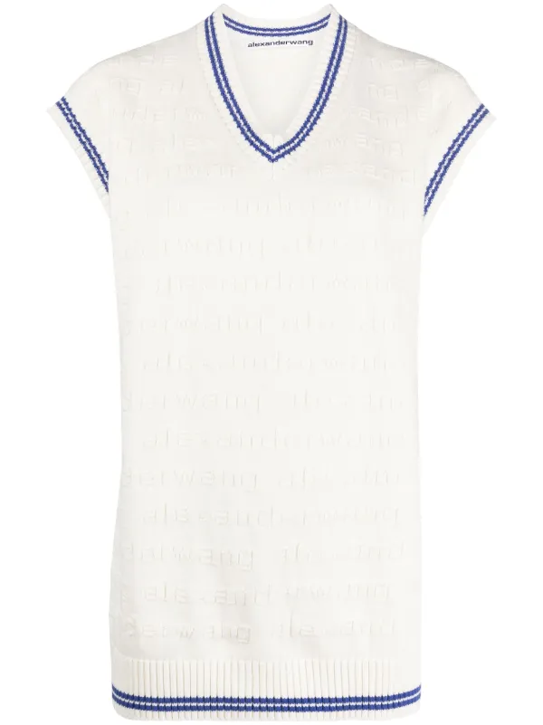 Alexander Wang Stripe-detail Knitted Sleeveless Top in Neutrals